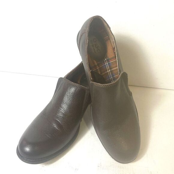 BOC Born Brown Leather Block Heel Slip On Pump Womens Size 10 M Shoes - Picture 4 of 12
